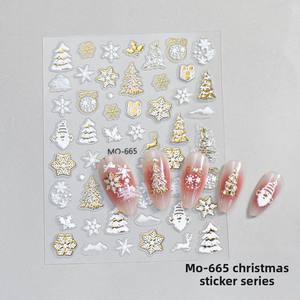 Autocollants pour ongles de Noël en résine 3D, motifs brillants en relief, flocons de neige, couronnes, autocollants imperméables, bricolage, art des ongles de Noël - Product Image 5