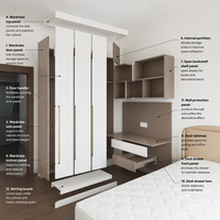 Armoire en MDF blanc français avec étagères ouvertes, porte à charnières et poignées, meubles de chambre à coucher OEM ODM