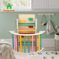 Ensemble d'escalade Montessori en bois coloré 3 en 1 pour arche triangulaire et toboggan, aire de jeux intérieure pour enfants unisexes de 19 à 24 mois