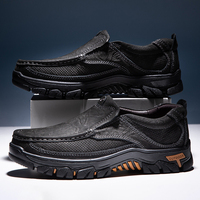 Chaussures de trekking en cuir véritable avec design perforé pour une respirabilité optimale, détails cousus à la main, semelle plateforme pour une hauteur accrue, faciles à enfiler