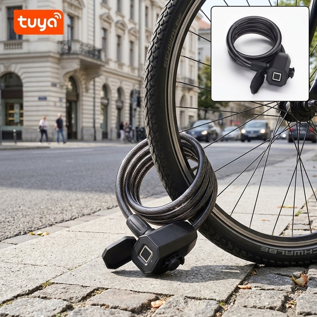 Waterproof IP65 Anti-theft Mountain Bike Tuya APP for Cloud Smart Chain Lock Fingerprint Bicycle Lock