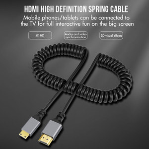 0.5m à 2.4m <span class=keywords><strong>Mini</strong></span> câble <span class=keywords><strong>HDMI</strong></span> vers <span class=keywords><strong>HDMI</strong></span> conception de fil à ressort <span class=keywords><strong>4K</strong></span> 3D câble mâle à mâle pour ordinateur portable Macbook ordinateur de bureau vers projecteur HDTV - Product Image 3