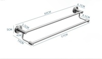 Support mural double pour serviettes en acier inoxydable 304, sans perçage, avec séchoir à 2 niveaux pour salle de bain