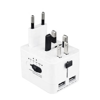 Wonplug adaptor steker Travel global 2USB adaptor internasional steker AC Universal soket semua dalam satu adaptor untuk USA UK EU AU