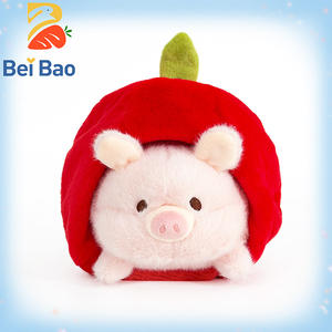 Kreatives Lustiges 2-in-1 Abnehmbares Apfel- und Schwein-Kombinationskissen Wendbares Plüsch-Tierkissen mit PP-Füllung Besticktes Kinderspielzeug - Product Image 3