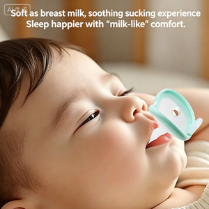 Sucette pour bébé nouveau-né, design ultra-doux, sensation de sein maternel, silicone, utilisation nocturne, forme de <span class=keywords><strong>tétine</strong></span> plate, aide au sevrage, apaisement du sommeil, 0-12 mois - Product Image 4