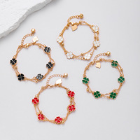C & J Hochwertiges S925 Sterling Silber Weiß Fritillaria Vier blättriges Kleeband Damen 18 Karat Gold Doppelseitiges Blumen armband