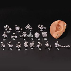 20G स्टेनलेस स्टील भेदी कान की बाली जेड लटकना उपास्थि गहने शंख तुंगिका हेलिक्स सुखद वापस पेंच संवर्धन - Product Image 2