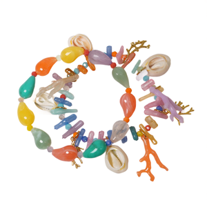 Collier de mode perlé en acier inoxydable 316L plaqué or PVD, durable et résistant, avec design coquillage corail multicolore - Product Image 2