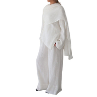 Nouvel ensemble plissé blanc premium personnalisé 2 pièces Lignes, abaya légère et aérienne pour femmes musulmanes, tenue de loisirs quotidienne