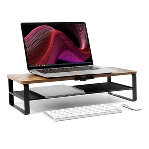 Nuevo soporte de Monitor de escritorio para ordenador portátil resistente de estilo Industrial de madera, soporte de Monitor de estudio de malla de hierro Doble - Product Image 2