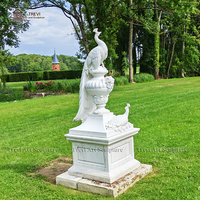Statues de paon en marbre blanc sculpté TREVI, pierre naturelle, pour la décoration de jardin