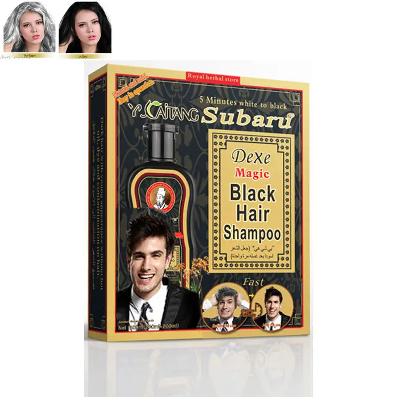 Shampoo de cor de cabelo preto, shampoo subaru para tingimento de cabelo branco