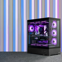 Boîtier de PC de jeu de bureau Yipaiyifeng Lan SE Micro ATX Mid-Tower avec ventilateurs RGB, ports USB 3.0 et version en verre trempé en acier