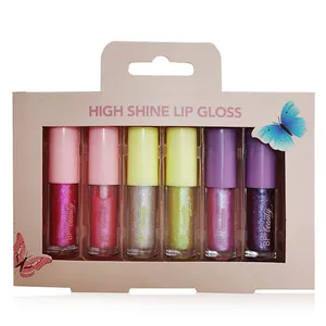 6 Pack Mini Hoge Glans Radiant Natural Private Label Waterdichte Lipgloss Gift Set