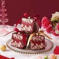 Nouvelle boîte à bonbons de mariage style français, motif floral et oiseaux, feuilles florales, boîte carrée en papier vide, petite boîte de fiançailles de qualité alimentaire
