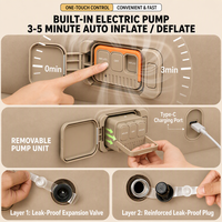 Canapé gonflable portable avec pompe électrique intégrée, housse en tissu Oxford amovible, pour le camping, utilisation intérieure et extérieure, CE KC