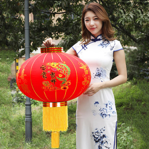 Kích Thước 60Cm Trung Quốc Lụa Đèn Lồng Truyền Thống Đổ Xô Trung Quốc Màu Đỏ Đèn Lồng - Product Image 5