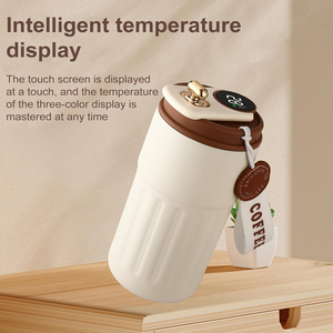 Temperature Display Custom Logo 16oz Eco-Friendly Insulated Stainless Steel Thermos Vacuum Digital LED <b>Smart</b> Coffee Giveaways - Product Image 4