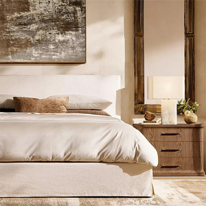 <span class=keywords><strong>MODENA</strong></span> SLIPCOVERED FABRIC PANEL - Struttura letto in tessuto ecologico, morbida, beige, facile da montare, misura King/Queen, per la casa - Product Image 2