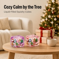 Cube souple transparent à liquide de Noël, Trio rose, bleu, violet, Bonhomme de neige, Père Noël, Arbre, Décoration de bureau flottante
