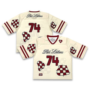 Camiseta de fútbol de talla grande con estampado cuadrado, diseño de retazos personalizado, cultivo de fútbol americano Unisex - Product Image 1