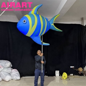 Marioneta Inflable de Pez Tropical con Luz LED, <span class=keywords><strong>Marionetas</strong></span> Inflables de Pez Ángel con Rayas Azules, Tema Oceánico Marino para Desfiles - Product Image 4
