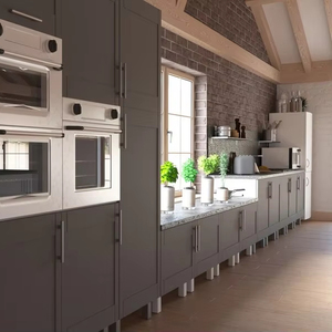 Armoires de cuisine en bois de chêne massif multicouche, meubles de rangement et multifonctionnels pour la maison avec design sol-plafond - Product Image 1