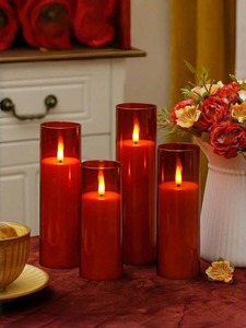 Juego de 5 Velas sin Llama con Control Remoto a Pilas y Temporizador de 2/4/6/8 Horas Velas LED de pilar de plexiglás - Product Image 4