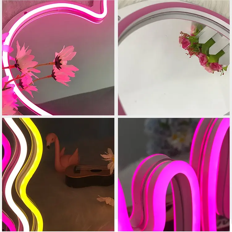 Divatla Nouveautés Miroir néon personnalisé en forme de cœur Design Home Decor Enseigne lumineuse murale LED Miroir infini