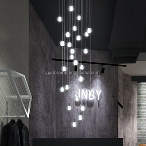 Lustre LED à bulles dimmable pour plafond haut, luminaires suspendus pour longues escaliers, lampes pendantes pour entrée, lustre en cristal - Product Image 6