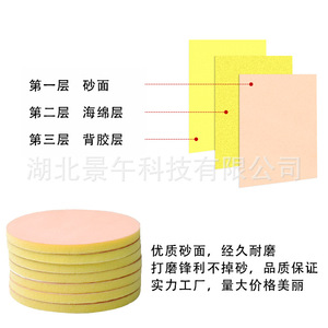 Papier abrasif en éponge avec adhésif 75x75mm rond pour le ponçage et le polissage automobile, haute résistance à l'abrasion - Product Image 2