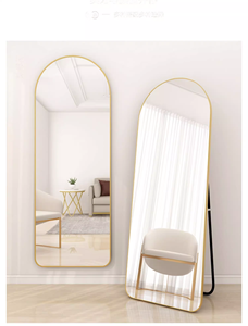 Arched Frameless Full Length Floor <strong>Mirror</strong> White Frame <strong>Leaning</strong> <strong>Wall</strong> Mounted <strong>Mirror</strong> for Bedroom - Product Image 2