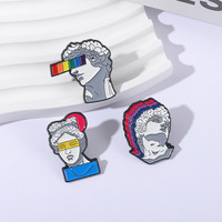 Broches amusantes LGBT arc-en-ciel en émail souple, badges de revers, portrait classique grec, art abstrait, personnages, statue, visage