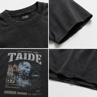 Camiseta Oversize TaiDe con Certificación GRS, 280GSM, Lavado Ácido, Diseño Gráfico Vintage Dream Tour, Logotipo Personalizado en Dos Colores, OEM ODM, Venta al Por Mayor para Hombre