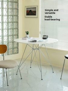 Table et <span class=keywords><strong>chaises</strong></span> de salle à manger rondes de style nordique, couleur crème, modernes, pour petits espaces, table de négociation et table d'appoint - Product Image 1