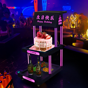 รถเข็นเครื่องดื่มแบบมีไฟ LED พร้อมถังน้ำแข็งและที่วางขวด สำหรับงานวันเกิด บาร์ ร้านคาราโอเกะ และคลับ - Product Image 3