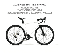 2026 R10 Pro 碳纤维公路自行车，700C 22速，碟刹赛车城市自行车，3K碳纤维车把和铝制轮组