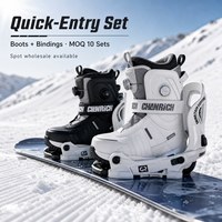 En stock, bottes de snowboard à entrée rapide avec fixations, MOQ 10 ensembles, vente en gros