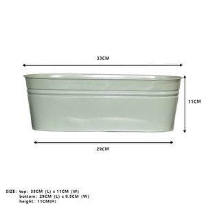 Jardinière ovale en métal galvanisé avec finition vert sauge, pot de fleurs décoratif, conteneur pour plantes, vente en gros d'usine OEM - Product Image 5