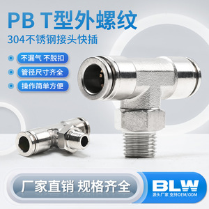 Raccord pneumatique en acier inoxydable PB6 02 8 01, connecteur à enfoncement avec filetage externe pour connexion de tuyau d'air - Product Image 4