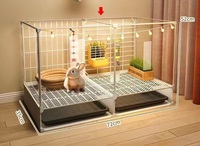 Cage à lapins d'intérieur de grande taille OEM/ODM avec bac à déjections automatique, maison transparente pour animaux de compagnie