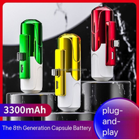 Power Bank Mini Darurat 3300mAh Pengisian Daya Nirkabel Cepat Lampu Malam Gantungan Kunci Tipe-C/Lighting/Android Pengisi Daya CE