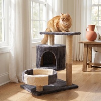Arbre à chat en sisal avec lit rond en peluche, gain de place, directement de l'usine