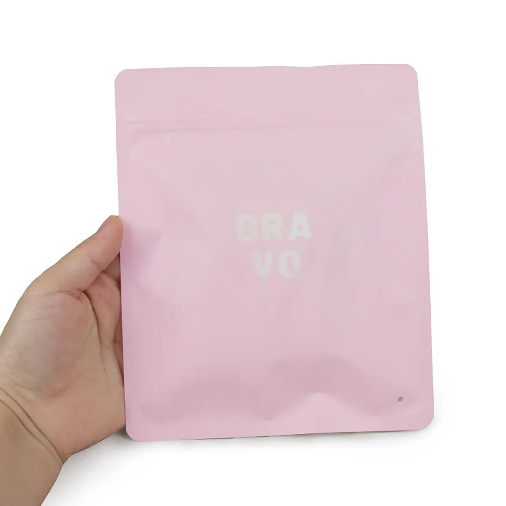 Ropa interior impermeable resellable respetuosa con el medio ambiente impresa personalizada, embalaje de calcetín, bolsas de papel Ziplock Kraft rosa