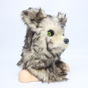 Máscara de Lobo de Peluche con Boca Móvil para Halloween, Máscara de Terror de PVC/Peluche para Pascua y Carnaval - Product Image 2