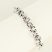 Bracelet chaîne ovale épaisse en acier inoxydable plaqué or, personnalisé, vente en gros