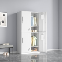 Armoire à vêtements à 4 portes en acier avec serrure, armoire de rangement durable, meubles modernes en acier laminé à froid de haute qualité