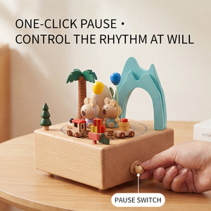 Nuova Scatola Musicale in Legno con 15 Temi Personalizzabili, Serie Trenino Miniatura e Ruota Panoramica Girevole Meccanica a Carica Manuale, Giocattolo <span class=keywords><strong>per</strong></span> Bambini - Product Image 4