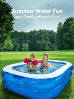 Piscine rectangulaire gonflable en PVC écologique à trois couches de 180*130*56 cm pour une utilisation à domicile en extérieur, pliable pour enfants et adultes